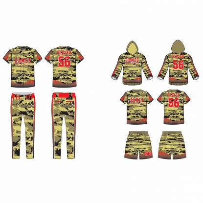 Army Green And Red Softball Uniforms Quick Dry Breathable Unisex Round Neck Regular Fit Manufacturers, Suppliers, Exporters in Texas