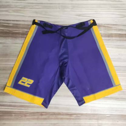 Athletic Unisex Ice Hockey Shorts Polyester Blue Yellow Automated Cutting Manufacturers, Suppliers, Exporters in Texas