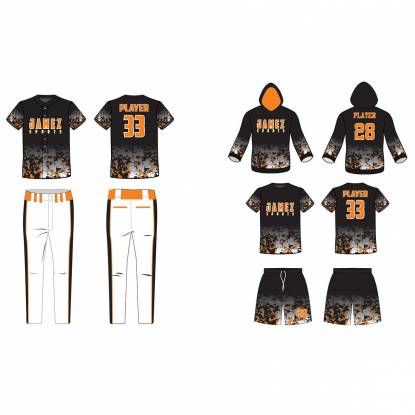 Black And Orange Softball Uniforms Custom Designs Anti UV Plus Size Super Quality Manufacturers, Suppliers, Exporters in Texas