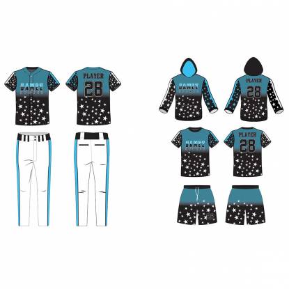 Black White And Blue Softball Uniforms Quick Dry Breathable Regular Fit Manufacturers, Suppliers, Exporters in Texas