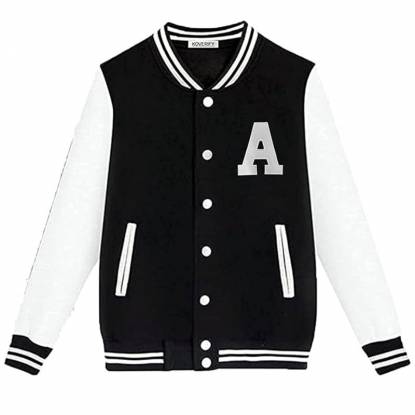 Black and White Varsity Jacket Cotton Blend Loose Fit Solid Pattern Casual Streetwear Manufacturers, Suppliers, Exporters in Texas