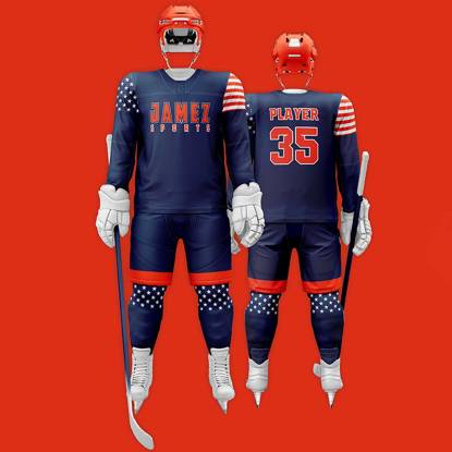 Blue And Red Ice Hockey Jersey For Adults Anti Bacterial Quick Dry Manufacturers, Suppliers, Exporters in Texas