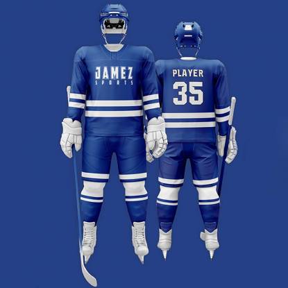 Blue And White Ice Hockey Jersey Good Quality Quick Dry Polyester For Adults Manufacturers, Suppliers, Exporters in Texas