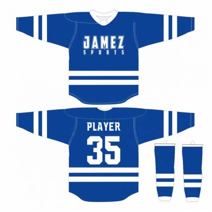 Blue And White Ice Hockey Jersey Regular Fit Anti Bacterial Quick Dry Polyester Fabric Manufacturers, Suppliers, Exporters in Texas