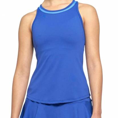 Blue Sleeveless High Neck Tennis Top for Women Ribbed Knit Fabric Manufacturers, Suppliers, Exporters in Texas