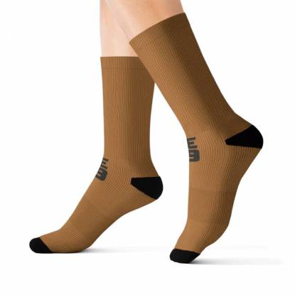 Brown Tan Solid Color Sublimation Socks Ribbed Knit Crew Socks for Everyday Manufacturers, Suppliers, Exporters in Texas