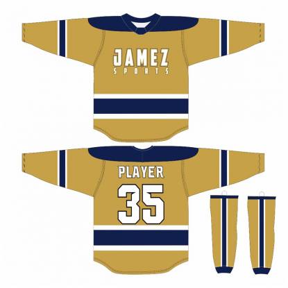 Brown White And Blue Ice Hockey Jersey For Adults Quick Dry Fabric Polyester Manufacturers, Suppliers, Exporters in Texas