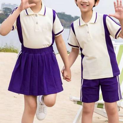 Comfortable School Sports Uniform Unisex Off White with Purple Accents Cotton Manufacturers, Suppliers, Exporters in Texas