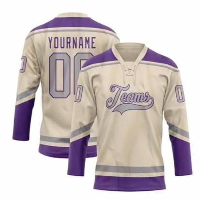 Cream Beige Hockey Jersey Long Sleeve V Neck Loose Athletic Fit Polyester Manufacturers, Suppliers, Exporters in Texas