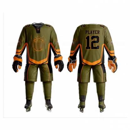 Custom Ice Hockey Uniforms for Men Sportswear Set for Adults Polyester Fabric Manufacturers, Suppliers, Exporters in Omaha