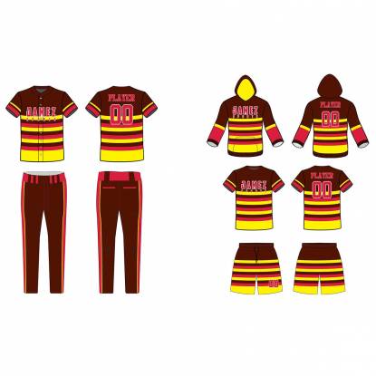 Dark Brown And Yellow Softball Uniforms Soft Durable Polyester Breathable Anti UV Super Quality Manufacturers, Suppliers, Exporters in Texas