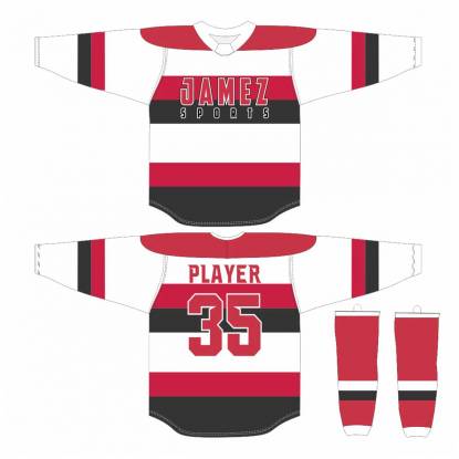 Dark Red Black And White Ice Hockey Jersey Quick Dry Breathable Machine Wash Manufacturers, Suppliers, Exporters in Texas