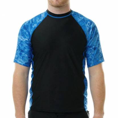 Durable Black and Blue Rash Guard Athletic Fit Short Sleeve Crew Neck Manufacturers, Suppliers, Exporters in Texas