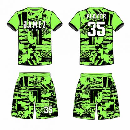 Green And Black Soccer Uniforms Unisex Half Sleeve Custom Designs Anti Bacterial Quick Dry Manufacturers, Suppliers, Exporters in Texas