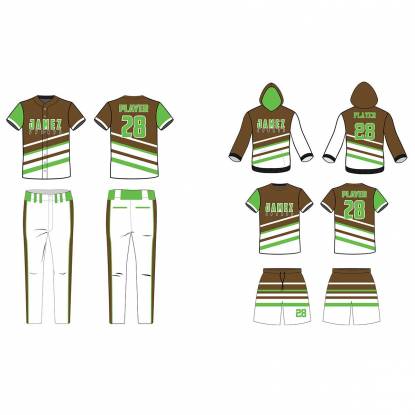 Green Brown And White Softball Uniforms Custom Designs Anti Bacterial Quick Dry Super Quality Manufacturers, Suppliers, Exporters in Texas