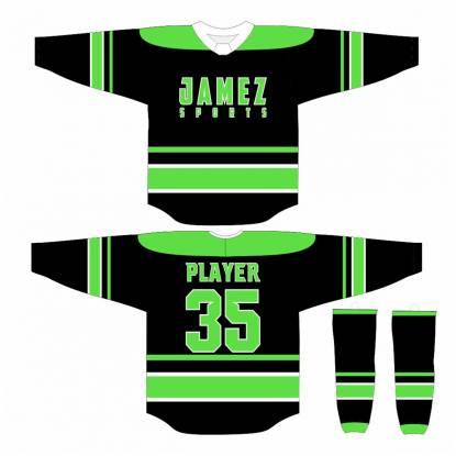 Green White  And Black Ice Hockey Jersey Quick Dry Anti UV Regular Fit Polyester Fabric Manufacturers, Suppliers, Exporters in Texas