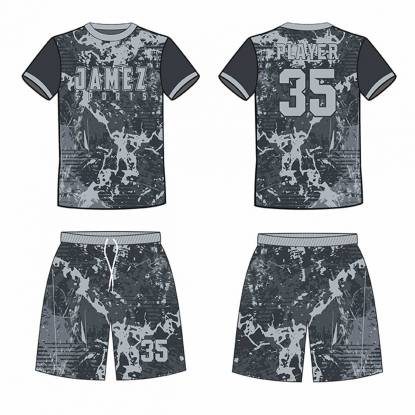 Grey And Light Black Soccer Uniforms Half Sleeve Printed Polyester Anti Bacterial Quick Dry Manufacturers, Suppliers, Exporters in Texas