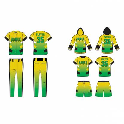 High Quality Unisex Baseball Uniforms Anti Bacterial Quick Dry Light Green Yellow Cotton Manufacturers, Suppliers, Exporters in Texas