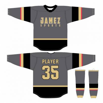 Ice Hockey Jersey Anti Bacterial Quick Dry Breathable Grey Black Brown And Orange Manufacturers, Suppliers, Exporters in Texas