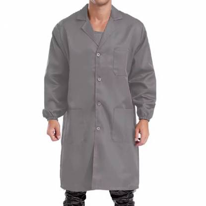 Men Gray Cotton Polyester Dust Coat Comfortable Lightweight Long Sleeve Industrial Coat Manufacturers, Suppliers, Exporters in Texas