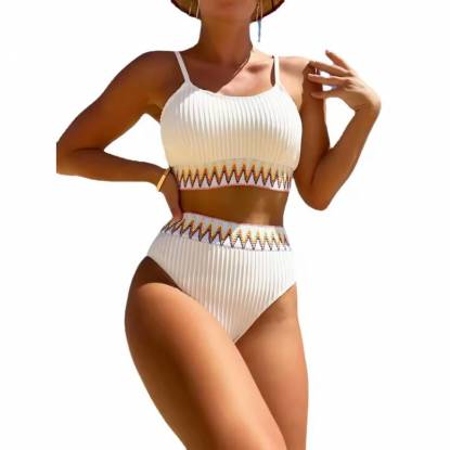 Modern Women Swim Wear Polyester Triangle Bikini High Waist Solid Color Set Manufacturers, Suppliers, Exporters in Texas