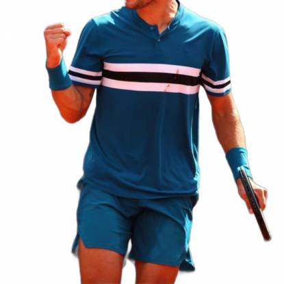 Moisture Wicking Teal and Dark Blue Tennis Jersey Cut and Sew Design Manufacturers, Suppliers, Exporters in Texas