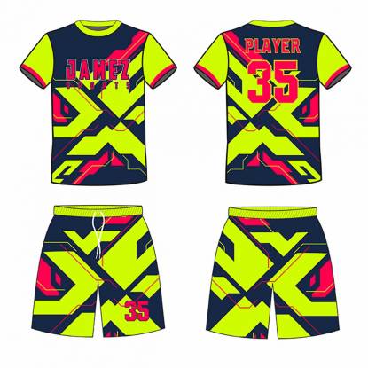 Neon Yellow And Dark Pink Soccer Uniforms Half Sleeve Printed Polyester Anti Bacterial Super Quality Manufacturers, Suppliers, Exporters in Texas