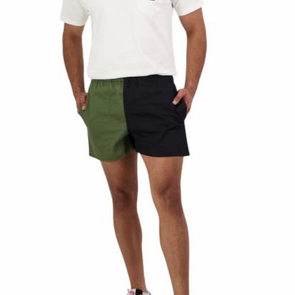 Olive Green and Black Rugby Shorts Woven Cotton Blend Fabric Relaxed Fit Manufacturers, Suppliers, Exporters in Texas