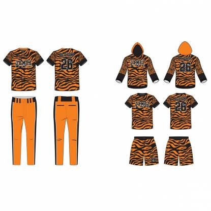 Orange And Black Softball Uniforms Custom Designs Anti Bacterial Quick Dry Regular Fit Manufacturers, Suppliers, Exporters in Texas