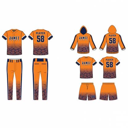 Orange And Blue Softball Uniforms For Adults Quick Dry Breathable Unisex Round Neck Manufacturers, Suppliers, Exporters in Texas