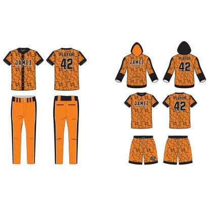 Orange And Dark Blue Softball Uniforms Custom Designs Anti UV Plus Size Regular Fit Hand Wash Manufacturers, Suppliers, Exporters in Texas