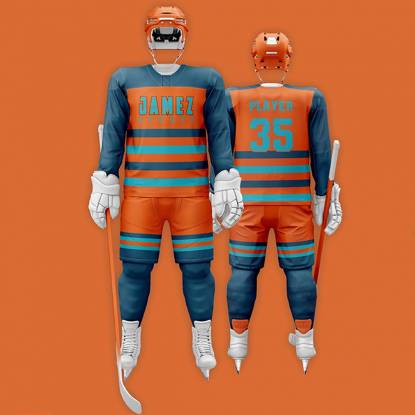 Orange Blue And Sky Blue Ice Hockey Jersey Fabric Polyester All Size Quick Dry Manufacturers, Suppliers, Exporters in Texas