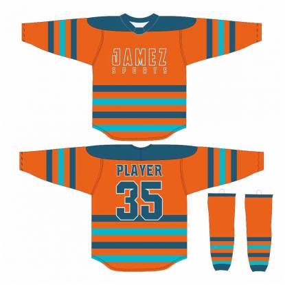 Orange Blue And Skyblue Ice Hockey Jersey Unisex Round Neck All Sizes Manufacturers, Suppliers, Exporters in Texas