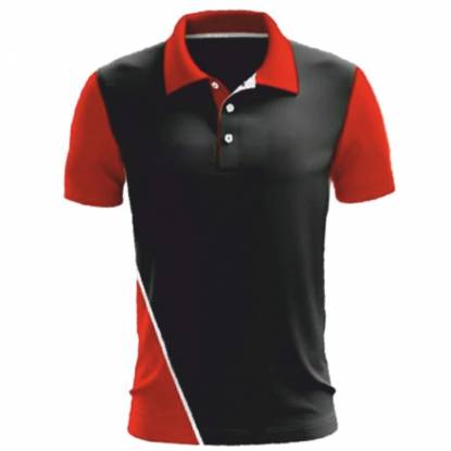 Premium Red Black Cut And Sew Cricket Shirt Short Sleeve Fold Down Polo Collar Manufacturers, Suppliers, Exporters in Texas