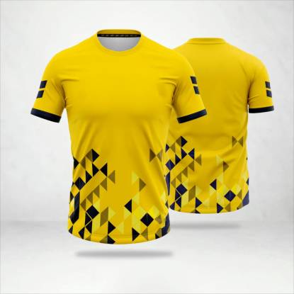 Premium Yellow Jacquard Half Sleeve Round Neck Custom Sports Uniforms Manufacturers, Suppliers, Exporters in Texas