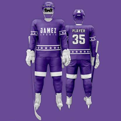 Purple And White Ice Hockey Jersey Good Quality Quick Dry Regular Fit All Size Manufacturers, Suppliers, Exporters in Texas