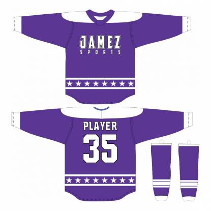 Purple And White Ice Hockey Jersey Plus Size Anti Bacterial Breathable Quick Dry Manufacturers, Suppliers, Exporters in Texas