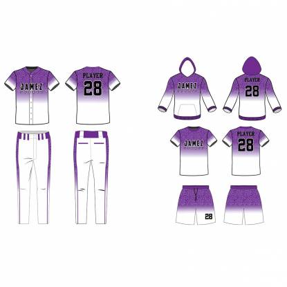 Purple And White Softball Uniforms For Adults Anti UV Quick Dry Breathable Unisex Custom Designs Manufacturers, Suppliers, Exporters in Texas