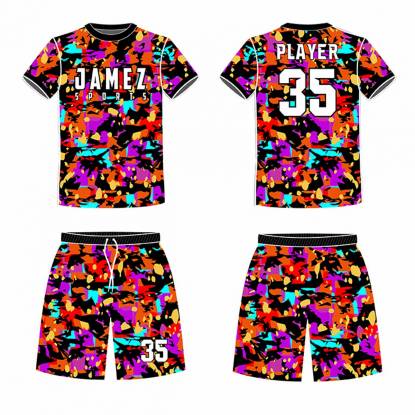 Purple Orange And Red Soccer Uniforms Custom Designs Anti Bacterial Quick Dry Manufacturers, Suppliers, Exporters in Texas