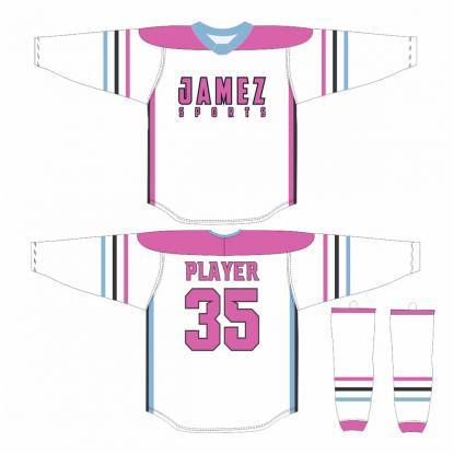 Purple Skyblue And White Ice Hockey Jersey Custom Designs Regular Fit Good Quality Manufacturers, Suppliers, Exporters in Texas