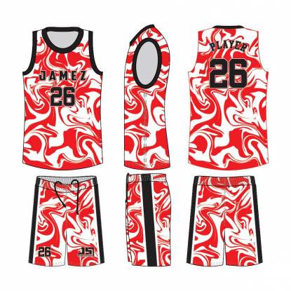 Red And White Basketball Uniforms  Anti Bacterial Quick Dry Sportswear For Adults Manufacturers, Suppliers, Exporters in Texas