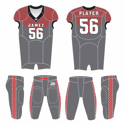 Red Black And Grey American Football Uniform Unisex V Neck Anti Bacterial Quick Dry Manufacturers, Suppliers, Exporters in Memphis