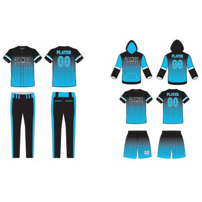 Sky Blue And Black Softball Uniforms Custom Designs Anti UV Plus Size Super Quality Manufacturers, Suppliers, Exporters in Texas