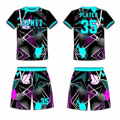 Sky Blue Black And Purple Soccer Uniforms For Adults Hand Wash Polyester Half Sleeves Manufacturers, Suppliers, Exporters in Texas