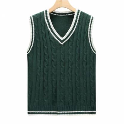 Stylish Dark Green Cricket Vest Sleeveless V Neck Cotton Acrylic Blend Manufacturers, Suppliers, Exporters in Texas