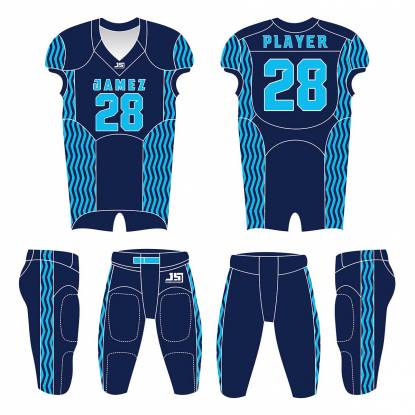 Unisex American Football Uniform Customized Design Anti Bacterial Quick Dry Breathable Dark Blue and Sky Blue Manufacturers, Suppliers, Exporters in Memphis