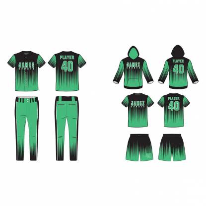 Unisex Baseball Uniforms Eco Friendly Sea Green Black Custom Logo Polyester All Sizes Manufacturers, Suppliers, Exporters in Texas
