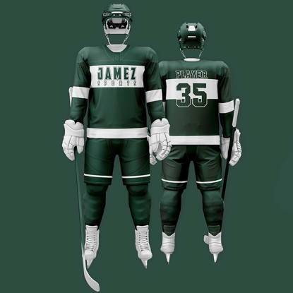 Unisex Ice Hockey Jersey Dark Green And White Super Quality Quick Dry Polyester Manufacturers, Suppliers, Exporters in Texas