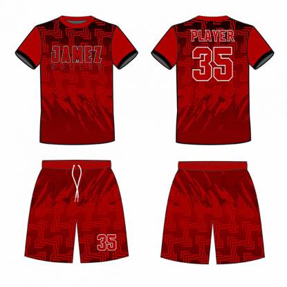 Unisex Soccer Uniform For Adults Red Printed Anti Bacterial Quick Dry Manufacturers, Suppliers, Exporters in Texas