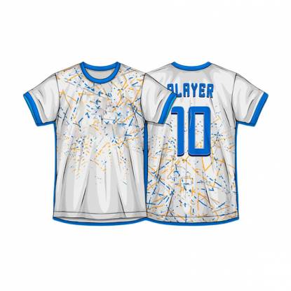 White And Blue Half Sleeve Custom Sports Uniforms With Round Neck Long Lasting And Durable Manufacturers, Suppliers, Exporters in Texas